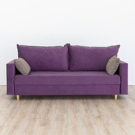 Прямой диван «Венеция», механизм еврокнижка, велюр, цвет фиолетовый
