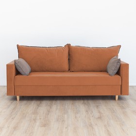 Прямой диван «Венеция», механизм еврокнижка, велюр, цвет оранжевый