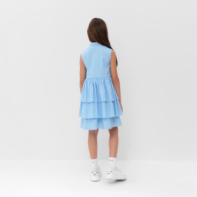 Платье для девочки MINAKU: Cotton collection на пуговицах, голубое, рост 122 см