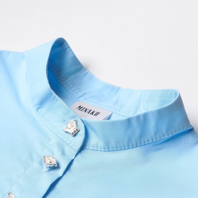Платье для девочки MINAKU: Cotton collection на пуговицах, голубое, рост 134 см