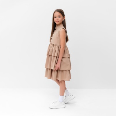 Платье для девочки MINAKU: Cotton collection на пуговицах, бежевое, рост 116 см