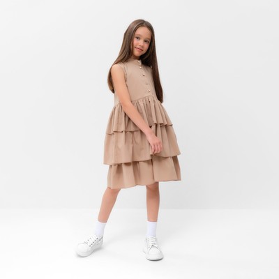 Платье для девочки MINAKU: Cotton collection на пуговицах, бежевое, рост 116 см