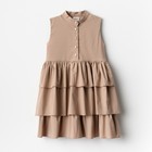 Платье для девочки MINAKU: Cotton collection, бежевое, рост 116 см - Фото 7