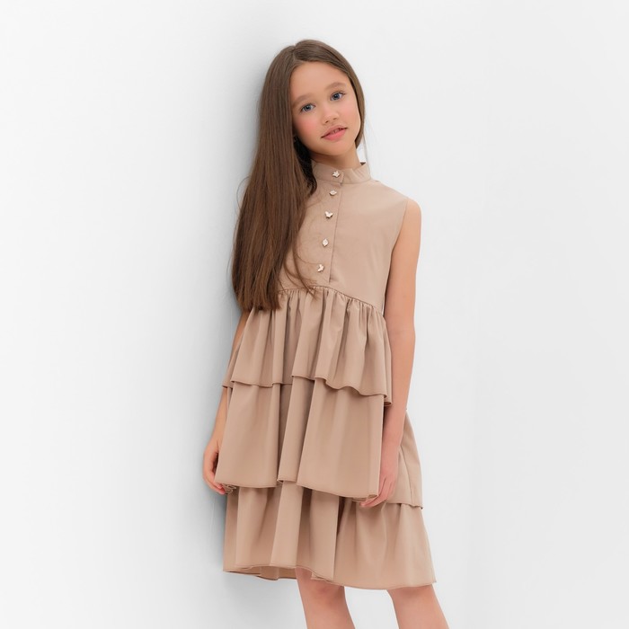 Платье для девочки MINAKU: Cotton collection цвет бежевый, р-р 128 - Фото 1