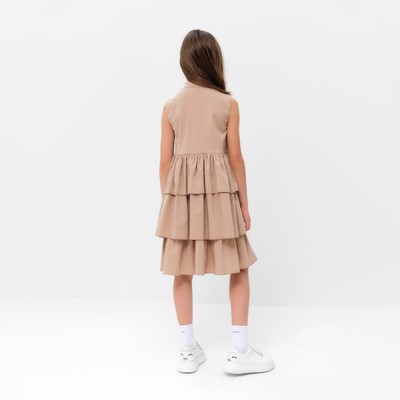 Платье для девочки MINAKU: Cotton collection на пуговицах, бежевое, рост 128 см