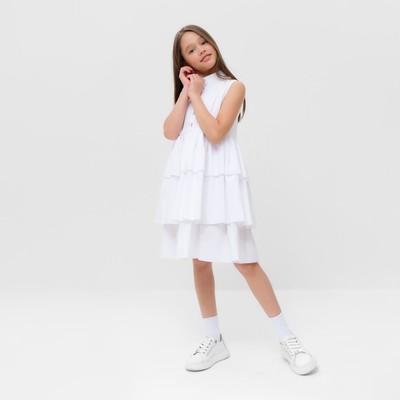 Платье для девочки MINAKU: Cotton collection на пуговицах, белое, рост 116 см