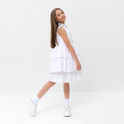 Платье для девочки MINAKU: Cotton collection на пуговицах, белое, рост 116 см