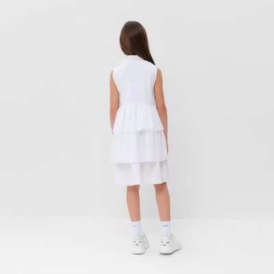 Платье для девочки MINAKU: Cotton collection на пуговицах, белое, рост 116 см
