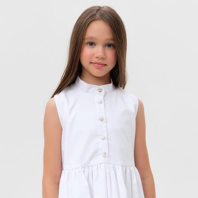Платье для девочки MINAKU: Cotton collection на пуговицах, белое, рост 116 см