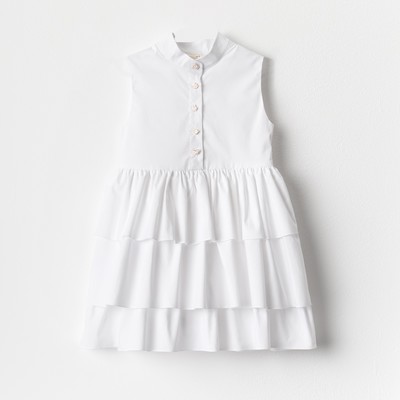 Платье для девочки MINAKU: Cotton collection на пуговицах, белое, рост 116 см