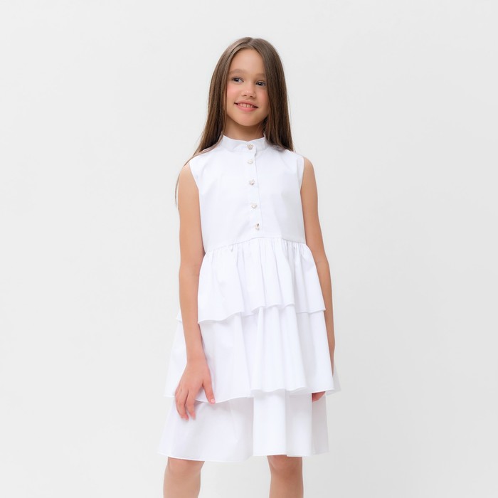 Платье для девочки MINAKU: Cotton collection цвет белый, р-р 122 - Фото 1