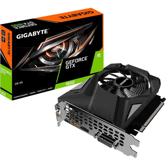 Видеокарта Gigabyte GV-N1656D6-4GD, GTX 1650 4 Гб, GDDR6, HDMI, DP, DVI - фото 51315490