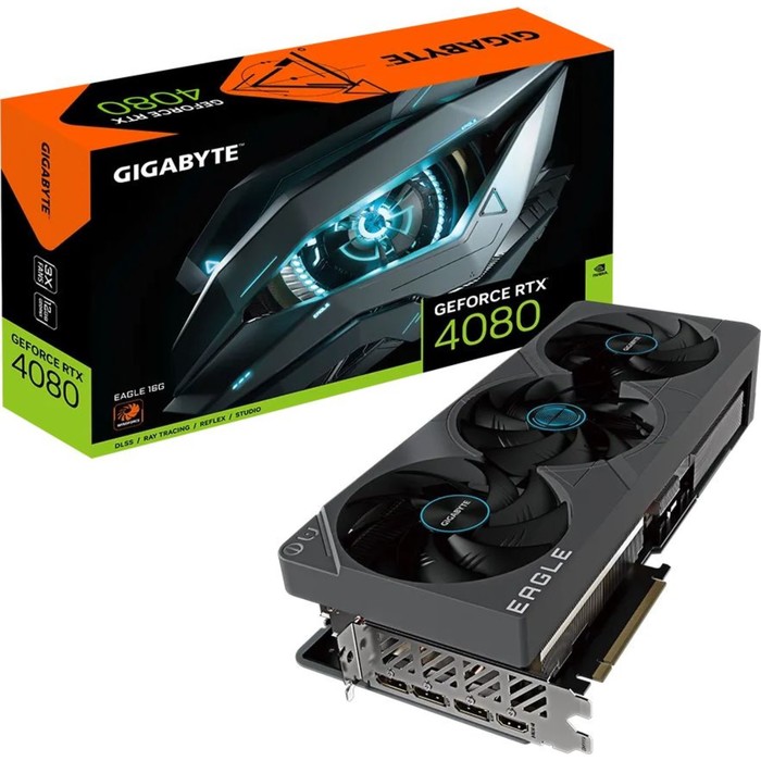 Видеокарта Gigabyte GV-N4080EAGLE -16GD, RTX 4080 16 Гб, GDDR6Х, HDMI, DP - фото 51312501