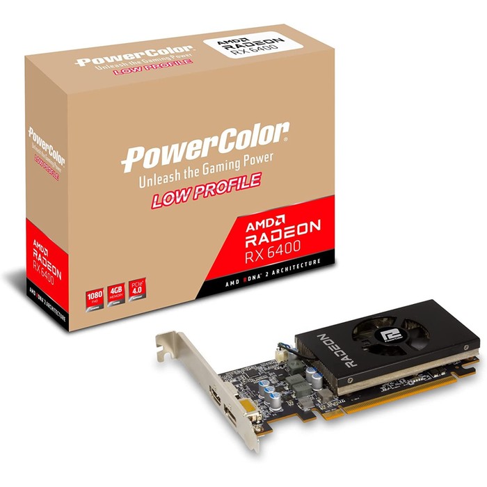 Видеокарта PowerColor AXRX 6400 LP 4GBD6-DH, RX 6400 4 Гб, GDDR6, HDMI, DP - фото 51312513