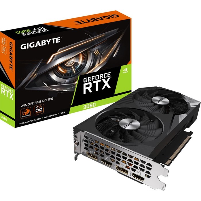 Видеокарта Gigabyte GV-N3060WF2OC-12GD 2.0, RTX 3060 12 Гб, GDDR6, HDMI, DP - фото 51440674