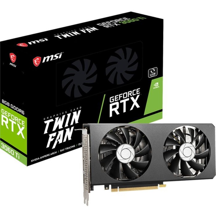 Видеокарта MSI RTX 3060 Ti TWIN FAN 8G LHR, RTX 3060Ti 8 Гб, GDDR6, HDMI, DP - фото 51312551