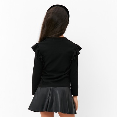 Лонгслив для девочки с воланами KAFTAN: School collection, чёрный, размер 32 (110-116 см)