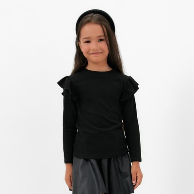 Лонгслив для девочки с воланами KAFTAN: School collection, чёрный, размер 36 (134-140 см)