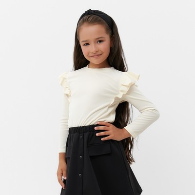 Джемпер для девочки с воланами KAFTAN: School collection, размер 34 (122-128 см), молочный