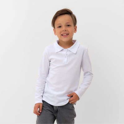 Футболка с длинным рукавом (поло) KAFTAN, размер 34 (122-128 см), белая
