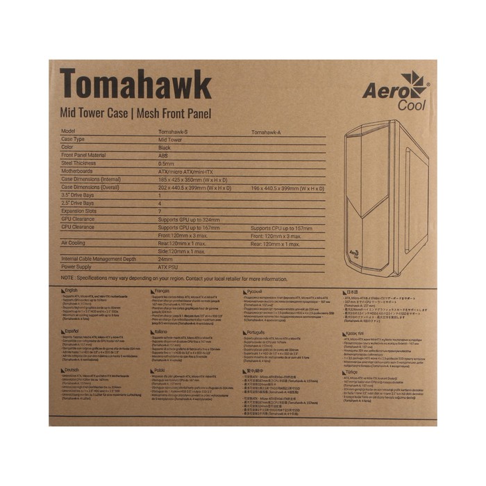 Корпус AEROCOOL Tomahawk, без БП, ATX, 2хUSB 2.0, 1хUSB 3.2, чёрный - фото 51313080