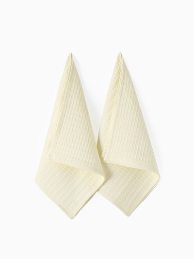 Набор кухонных полотенец «Доляна», белый, 35×60 см - 2 шт., 100% хлопок, вафля 220 г/м²