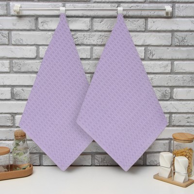 Набор кухонных полотенец «Доляна», лавандовый, 35×60 см-2 шт., 100% хлопок, вафля, 220 г/м²