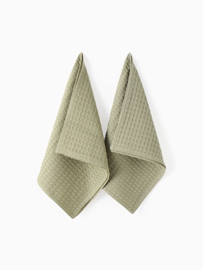Набор кухонных полотенец «Доляна», оливковый, 35×60 см-2 шт., 100% хлопок, вафля, 220 г/м²