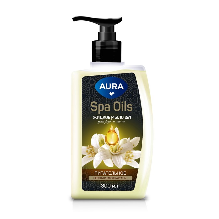 Мыло жидкое для рук и тела 2в1 AURA Spa Oils нероли и масло арганы, 300 мл - Фото 1