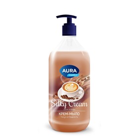 Крем-мыло AURA Silky Cream шелк и кофе, 1000 мл