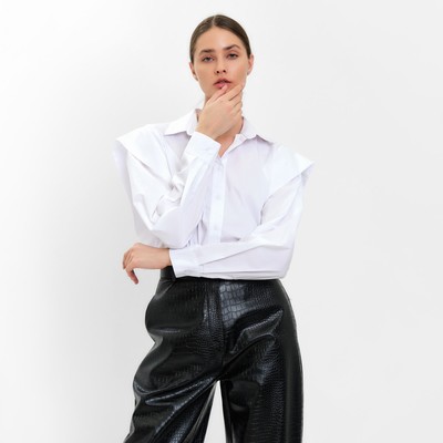 Брюки женские из экокожи прямые MINAKU: Eco leather, чёрные, размер 42