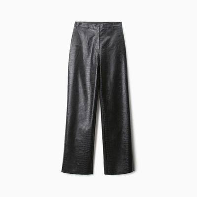 Брюки женские из экокожи прямые MINAKU: Eco leather, чёрные, размер 44