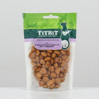 Лакомство TitBit Dent для кошек, жевательные снеки, говядина, 40 г