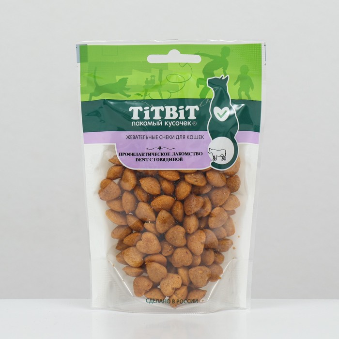 Лакомство TitBit Dent для кошек, жевательные снеки, говядина, 40 г - Фото 1