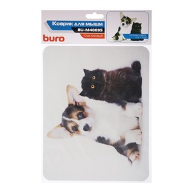 Коврик для мыши Buro BU-M40095 , 230x180x2мм, рис. 'Котёнок и щенок'