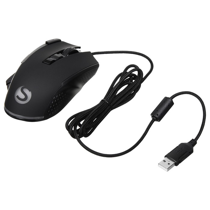 Мышь SunWind SW-M850G, игровая, проводная, 6400 dpi, USB, подсветка, чёрная - фото 51313228