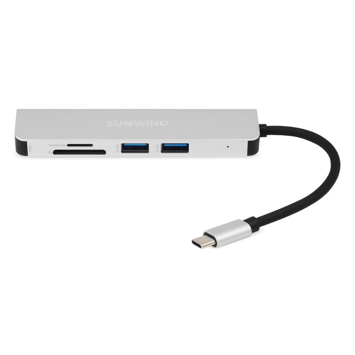 Док-станция SunWind SW-DS032, Type C/ USB 2.0/ USB 3.0/ HDMI/ SD/ Micro SD - фото 51313279