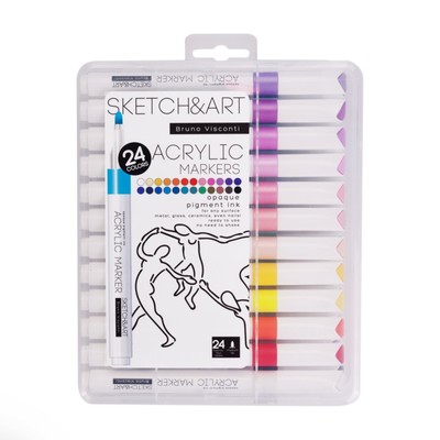 Набор акриловых маркеров 24 цвета SKETCH&ART, 1,0-3,0 мм