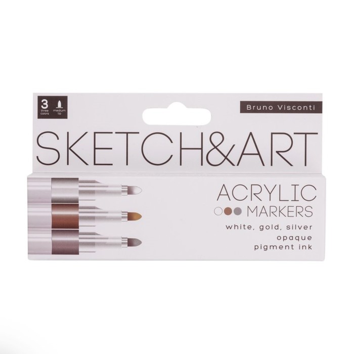 Набор акриловых маркеров 3 цвета SKETCH&ART, 1,0-3,0 мм