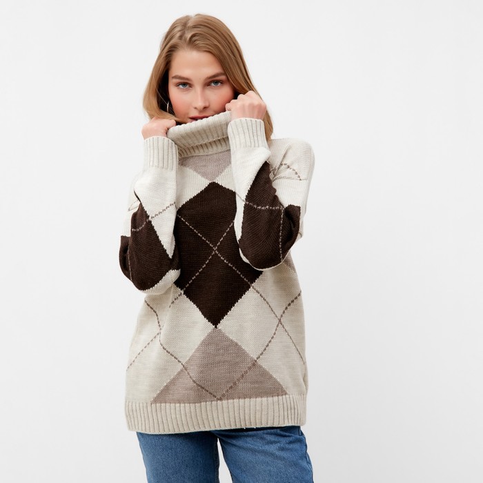 Джемпер женский MINAKU: Casual Collection цвет бежевый, р-р 46-48 - Фото 1