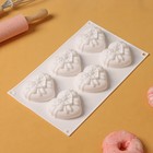 Форма для муссовых десертов и выпечки KONFINETTA «Сердце с бантом», силикон, 19×17×6,5 см, 6 ячеек (7,1×6×2,5 см), цвет белый - фото 4385433