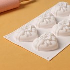 Форма для муссовых десертов и выпечки KONFINETTA «Сердце с бантом», силикон, 19×17×6,5 см, 6 ячеек (7,1×6×2,5 см), цвет белый - Фото 3