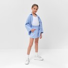 Костюм для девочки (рубашка и шорты) MINAKU, цвет голубой, рост 122-128 см - фото 319636923