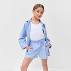 Костюм для девочки (рубашка и шорты) MINAKU, цвет голубой, рост 122-128 см - Фото 2