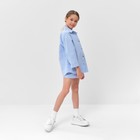 Костюм для девочки (рубашка и шорты) MINAKU, цвет голубой, рост 122-128 см - Фото 3
