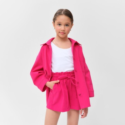 Костюм для девочки (рубашка и шорты) MINAKU, фуксия, рост 122-128 см