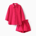 Костюм для девочки (рубашка и шорты) MINAKU, цвет фуксия, рост 134-140 см - Фото 6