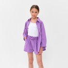 Костюм для девочки (рубашка и шорты) MINAKU, цвет сиреневый, рост 122-128 см - Фото 5