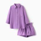 Костюм для девочки (рубашка и шорты) MINAKU, цвет сиреневый, рост 122-128 см - Фото 7