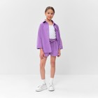 Костюм для девочки (рубашка и шорты) MINAKU, цвет сиреневый, рост 158-164 см - фото 319637055